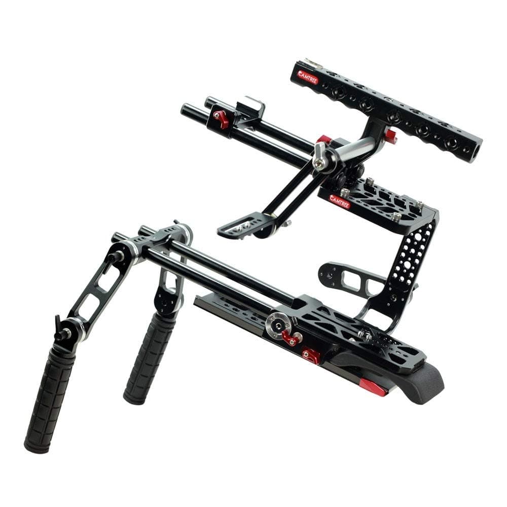 CAMTREE Hunt Camera Cage Shoulder Rig for URSA Mini 4K 4.6K/Pro 4.6K | EVF Mount + Rosette Front Handles + Dovetail Plate for Tripod Mounting + Accessory Mounting Options (CH-BMUM-CRH)