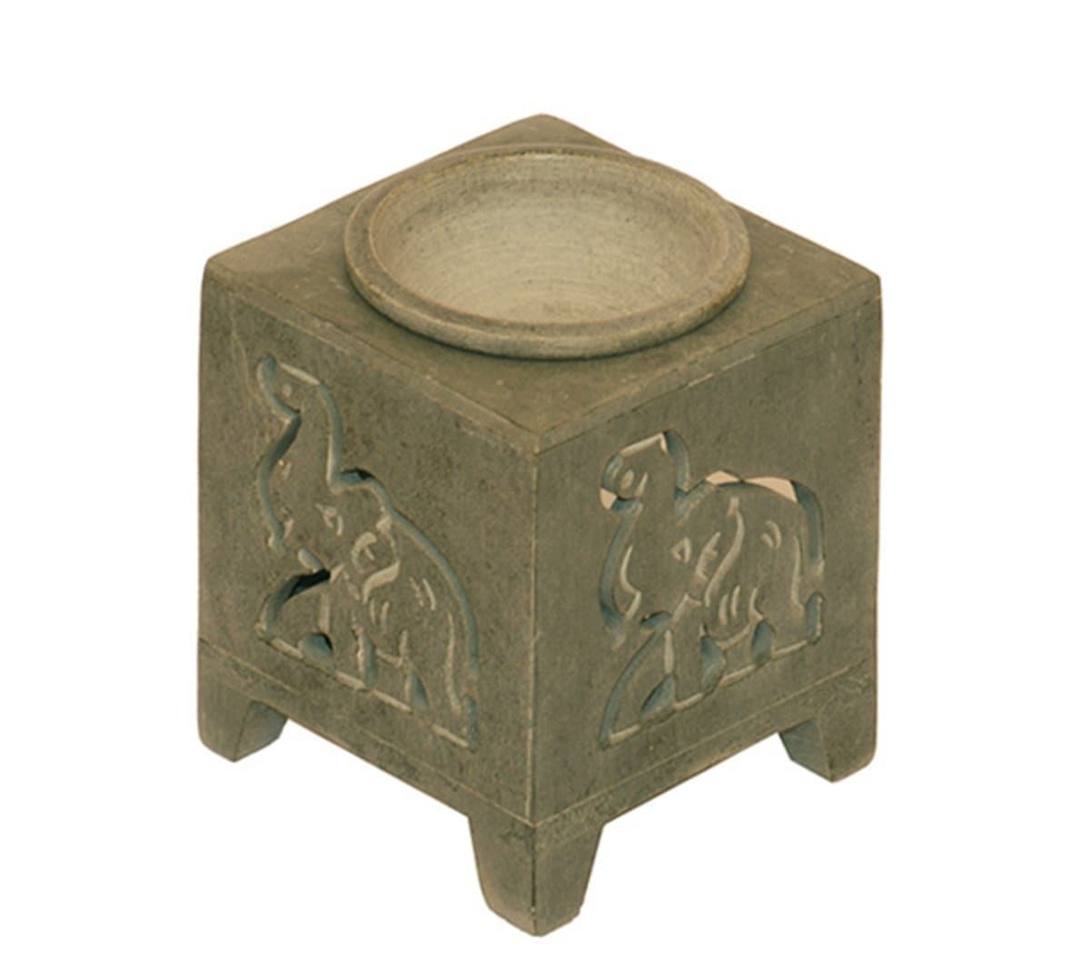 Om Design Elephant Square Stone Oil Burner Diffuser 3" Tea Light Candles SD235