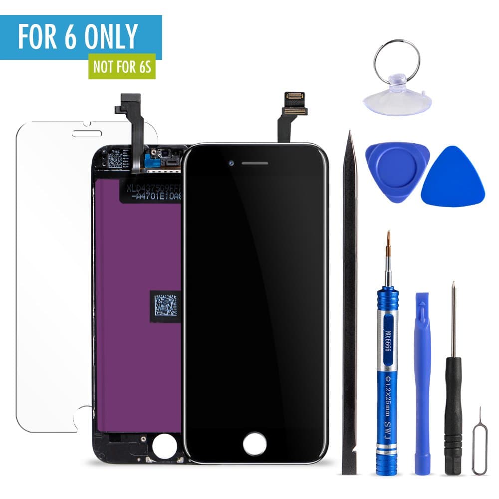 Mobiizoo LCD Screen Replacement for iPhone 6 Black Premium Polarized Screen No Flickering No Freezing No Blackout ,Complete Repair Tools Screen Protector Clear Instruction for Easy Install