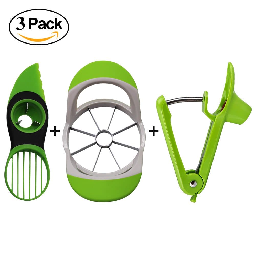 EODO Cherry Pitter, Multifunctional Slicer Tools, Different Slicer Kit for Fruits include Avocado Slicer, Cherry Pitter, Apple slicer on Tie-in Sale