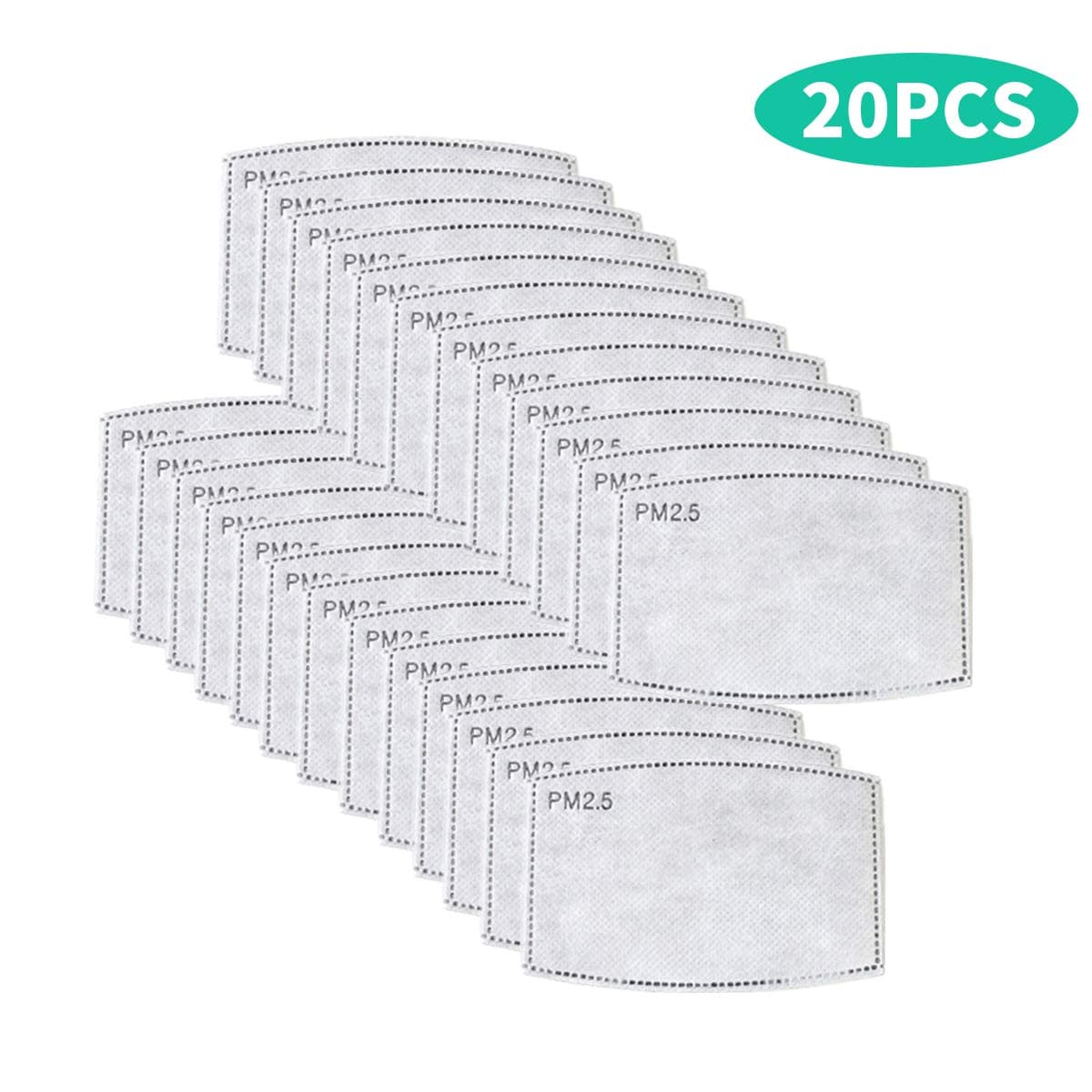 PM2.5 Replaceable Filters with 5 Activated Carbon Layers Anti Haze for Face Mask Insided with Filter Slot Health Protection(20pcs)