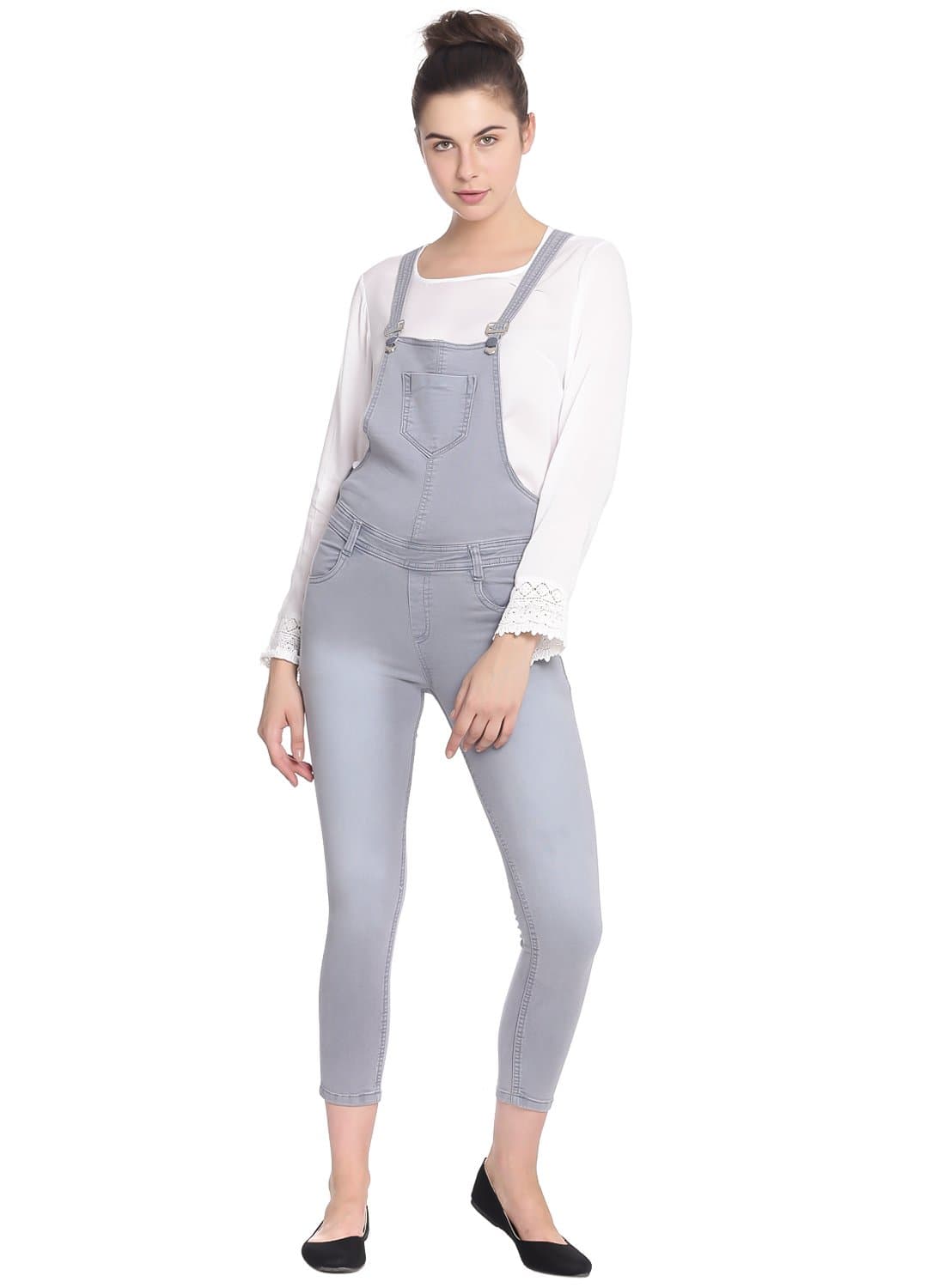 Women Denim Grey Dungarees