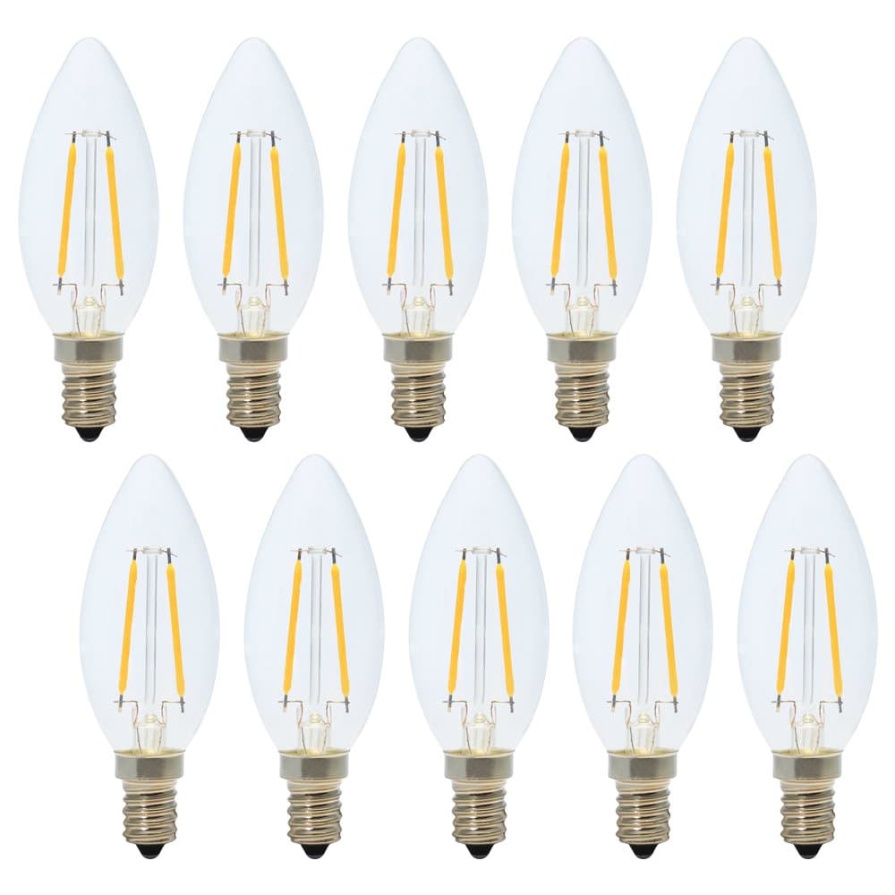 Small Edison Screw Cap E14 Candle Bulbs,LED Filament Light Bulb 2W,Warm White 2700K,15W Incandescent Equivalent, 10 Packs