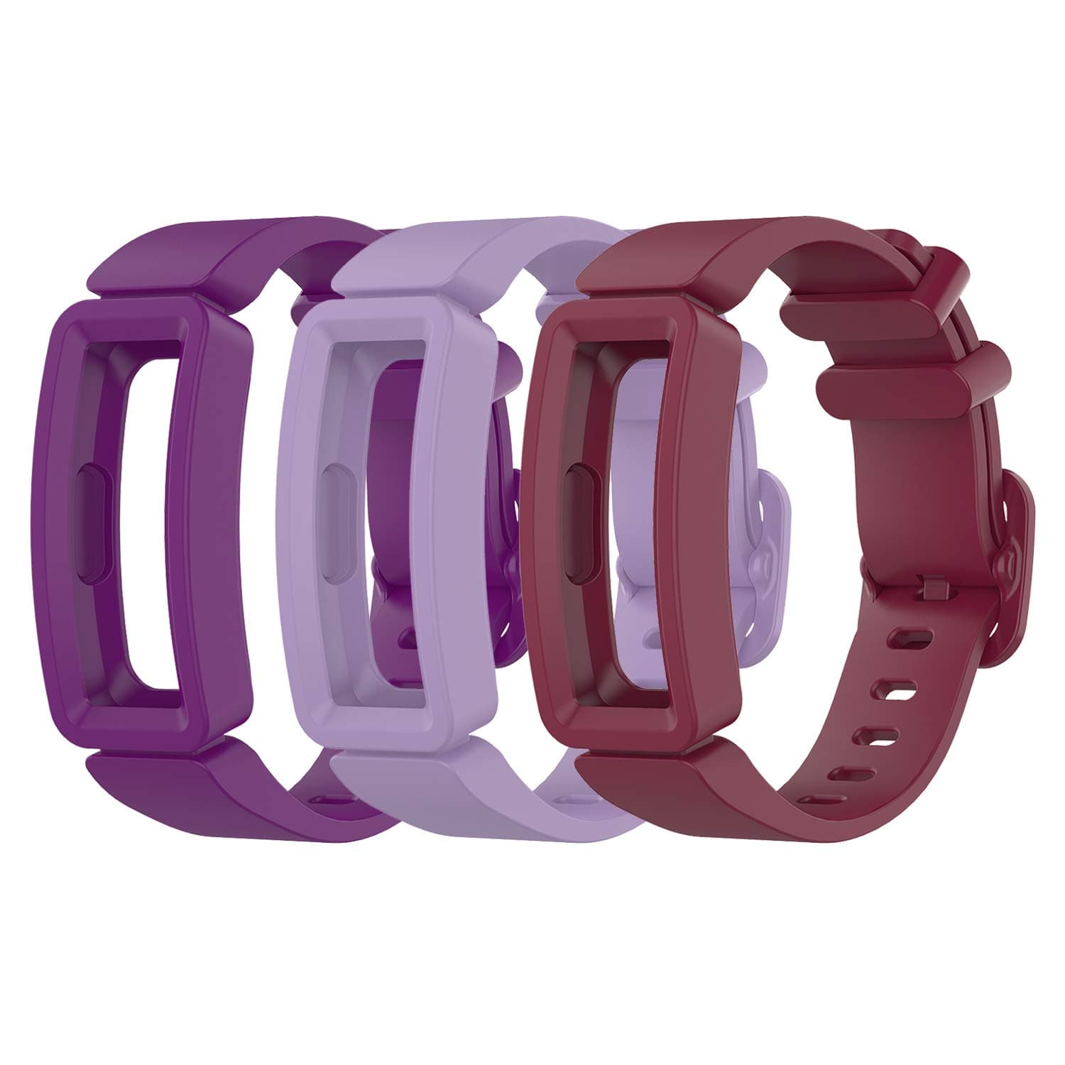 EEweca3-Pack Bands Compatible with Fitbit Ace 2 Replacement Strap for Kids (Purple, Lilac, Sangria)
