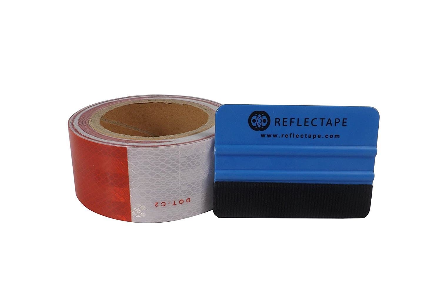 2" x 12" Reflective 6" Red, 6" White Safety DOT-C2 Tape for Trailer Vehicle Car Truck w/Bonus Applicator by Reflectape (2" x 12')