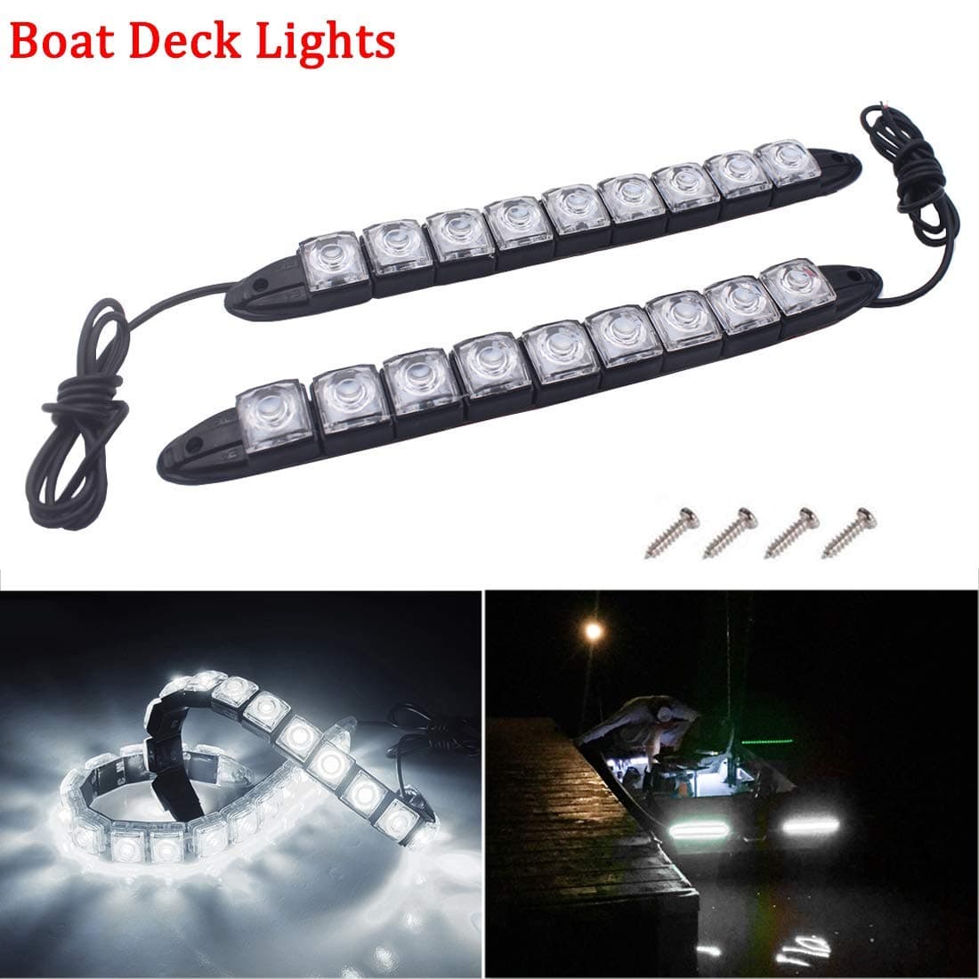 Botepon Marine Boat Bow Led Navigation Lights Deck Lights Stern Lights Courtesy Boat Light IP67 Waterproof for Boat Dinghy Pontoon Kayak Yacht Vessel Catamaran, White (pack of 2)