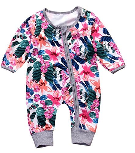Baby Toddler Spring Fall Floral Pull On One-Piece Romper Onesie Herem Jumpsuit Pajamas 6-12M Floral