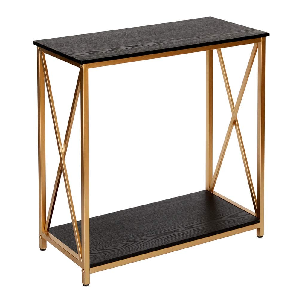 GHQME Industrial Console Table,Sofa Table with Storage Shelf,Side Table and Entryway Table,Living Room,Hallway,Entryway,Easy Assembly and Metal Frame (30.7" x 13.7" x 29.9", X-Shaped-Black)