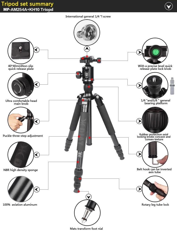 DIAT 59" Tripod n Monopod with Ball Head Foldable extendable Video Stand for All Cameras