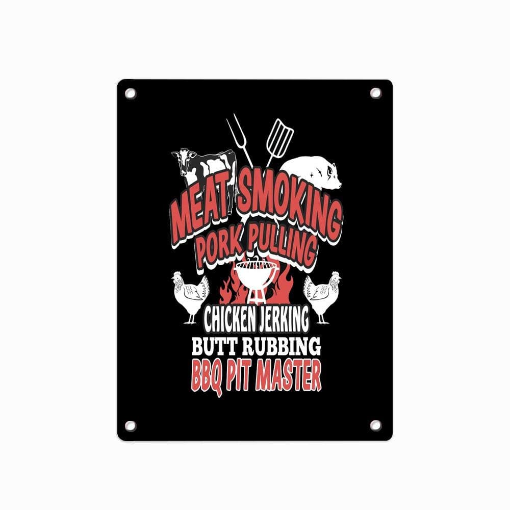 Meat Smoking Pork Pulling Chicken Jerking Butt Rubbing BBQ 12 X 8 Inches Novelty Sign Vintage Metal Tin Sign Wall Sign Plaque Poster for Home Bathroom and Cafe Bar Pub, Wall Decor