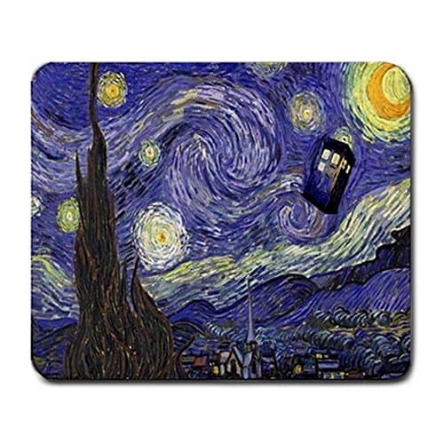 Doctor Who TARDIS Starry Night Van Gogh Large Rectangular Mousepad
