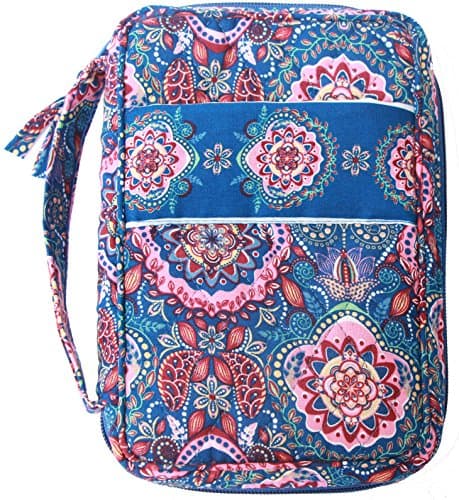 Small Sizes 8.25 X 5.5 X 2.25 Inches Quilted Bible Cover Quilted Good Book Cover Quilted Cotton Fabric Bible Cover Zip Close Slip Pocket (1712G Blue Tapestry, Small)