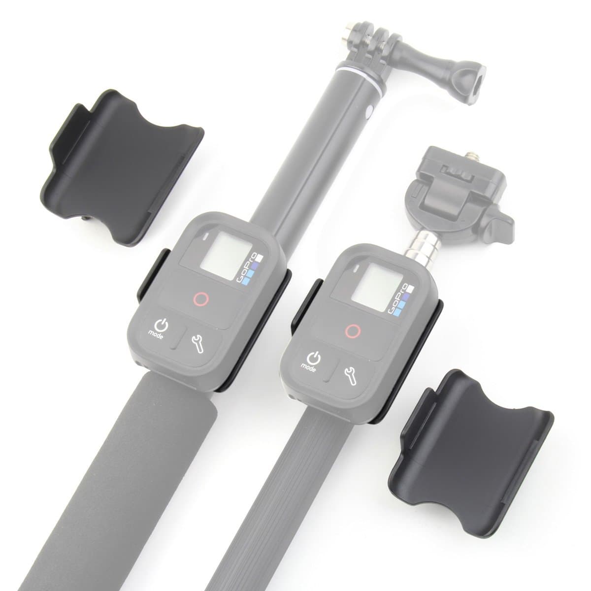 Qiuniu Remote Control Clip Mount Lock Holder Adapter (Large and Small Set) for monopods - Compatible with GoPro Hero 3, Hero 3+ and Hero 4 Remote Controls