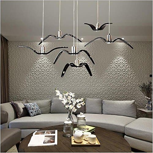 TQ Personalized Seagull Pendant Lighting Post-Modern Creative Dining Room Bedroom Living Room Hotel Lobby Decorative Lighting Round Ceiling Tray, Black [Energy Class A++]
