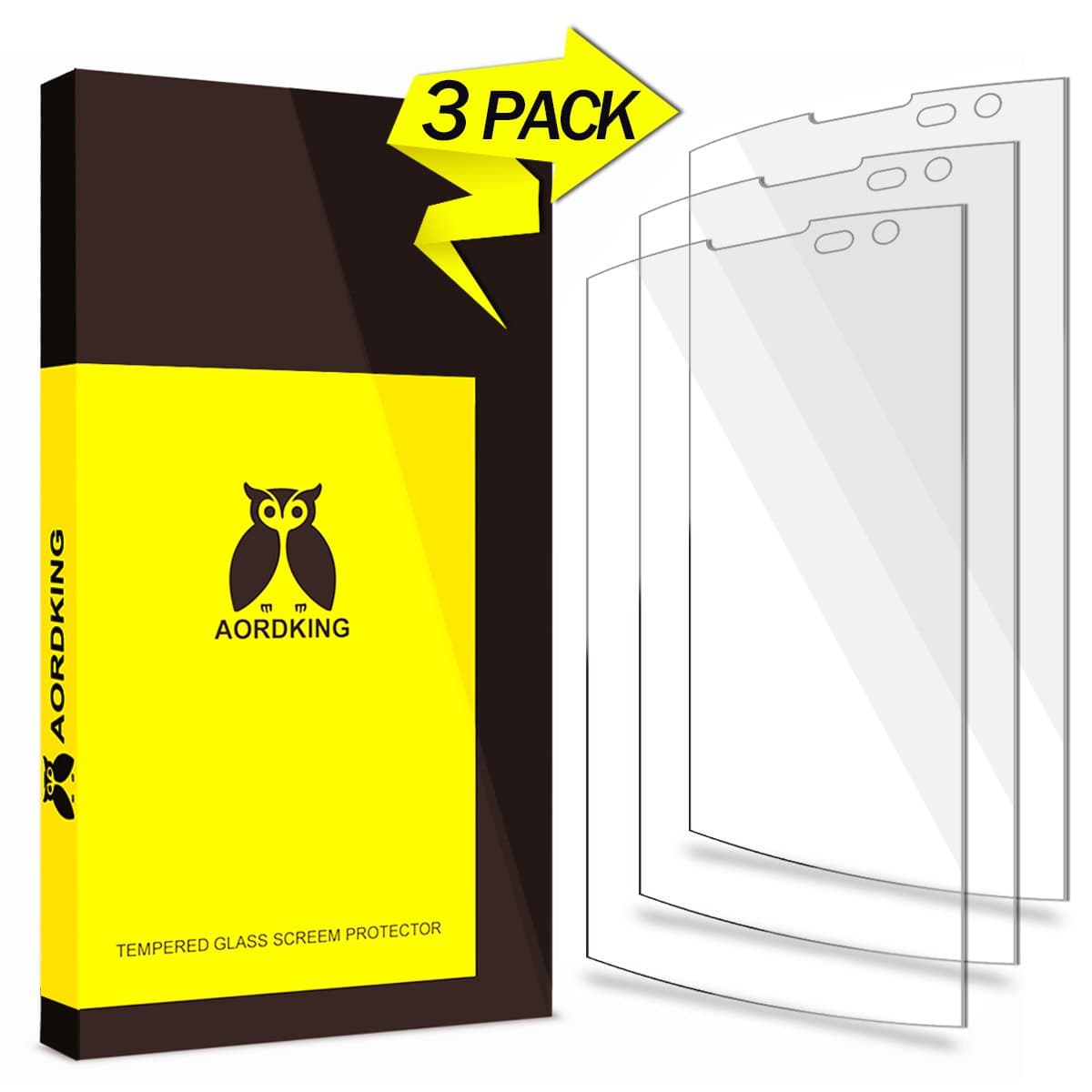 LG Leon Screen Protector,Aordking 3 Pack Tempered Glass Screen Protector for LG Leon 4G LTE H340N 0.26mm HD Ultra Clear