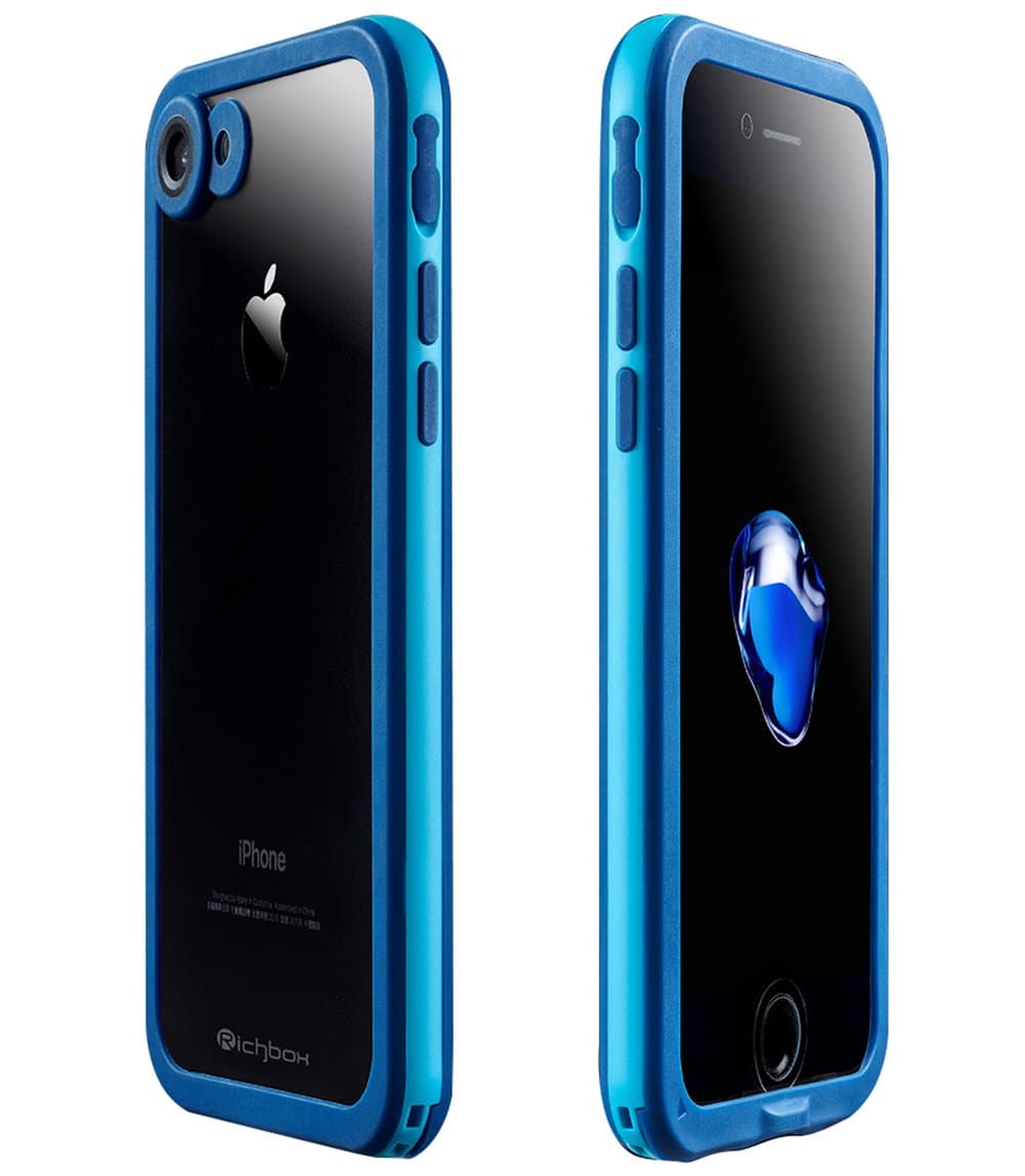 iPhone 7 Waterproof Case, Richbox ShockProof IP68 Certified With Touch ID SandProof Dust Snow Proof Full Body Waterproof Cover for iPhone 7 (4.7 inch) (Blue)