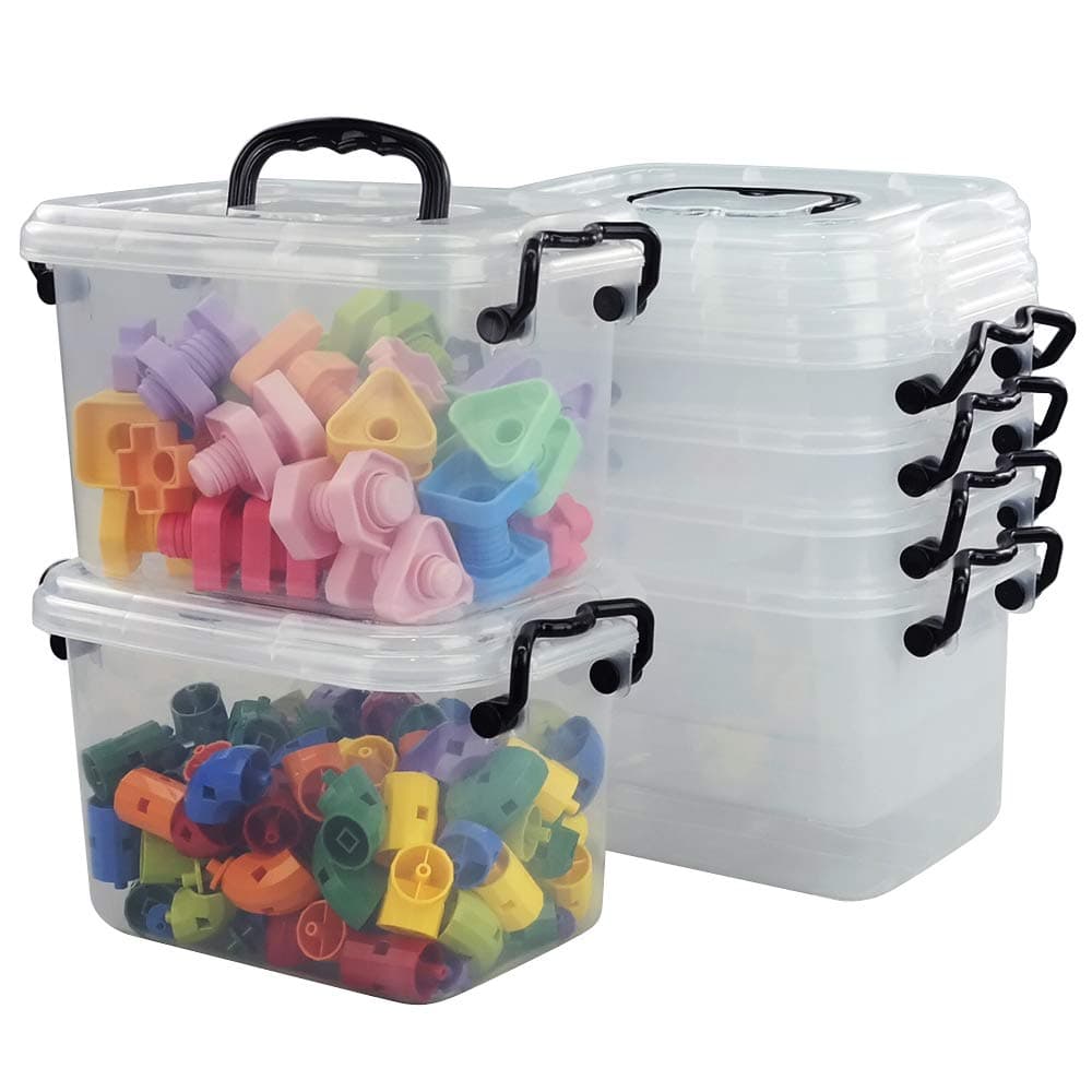 Saedy 6 Quart Latching Box, Great Funtionality Plastic Storage Bin with Lid, 6 Packs