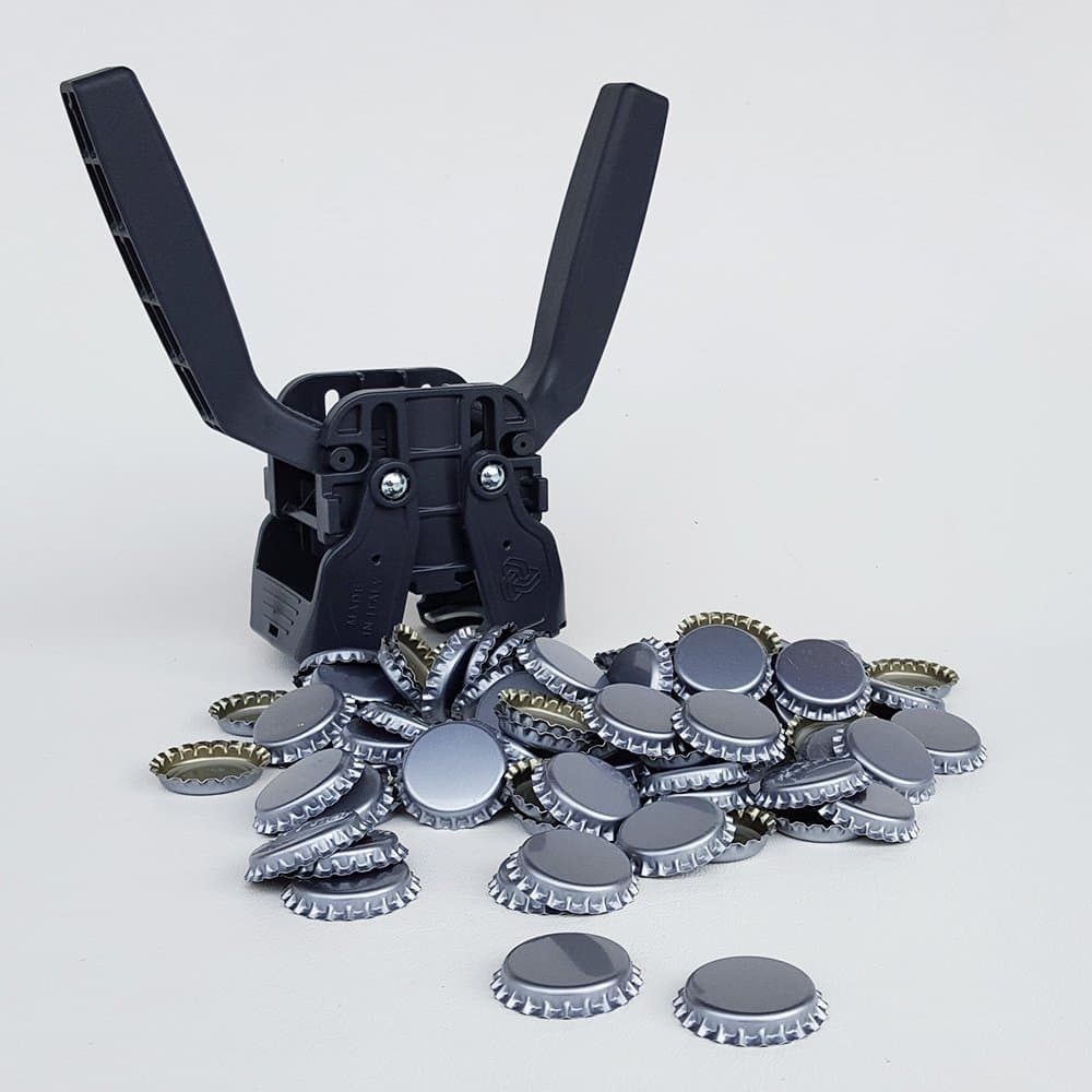 Gloria double Lever Capper with 144 Count Silver Crown Oxygen Barrier Beer Bottle Caps