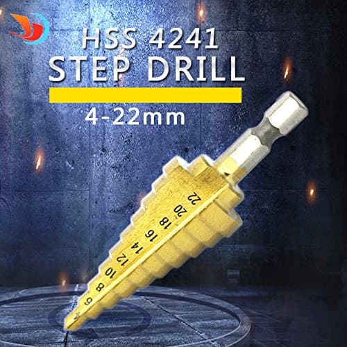 QST Hex Titanium Step Cone Drill Bit Hole Cutter 4-22MM HSS 4241 For Sheet Metal