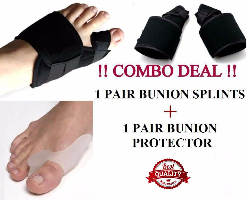4Pcs Foot Care Tool 1 pair Soft Bunion Splint Correction Corrector & 1 pair Gel Silicone Bunion Corrector Big Toe Separators