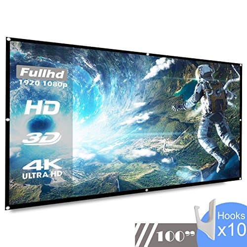 Upgrade Thickened Projection Projector Screen 100 Inch HD 16:9,Koogoo Portable Foldable Indoor Outdoor Movie Screen, Suitable for HDTV/Sports/Movies/Presentations (100 inch)