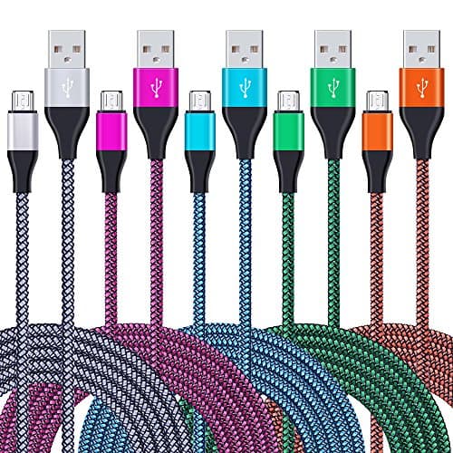 Android Charger Cable, Hootek 5 Pack 6FT Super Durable Nylon Braided Micro USB Cable High Speed Charging and Sync Cord for Samsung Galaxy S5, LG G4 G3, PS4, Blu, Nexus, Motorola, Sony, Nokia and More