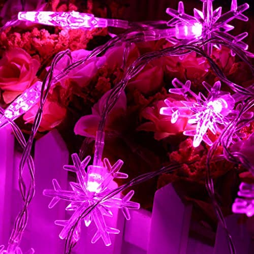 LED Decorative Lights,ZCForest Indoor String Lights 2.5M 20 LED Snowflake Fairy lights Battery Remote Starry Light For Garden wedding party Valentine's day Halloween Christmas (pink)