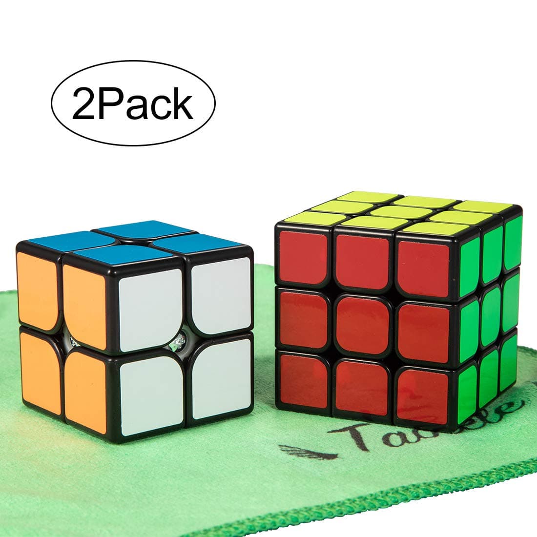 TaoLeLe Speed Cube Set, 2 Pcs Magic Cube Set of 2x2x2 3x3x3 Smooth Puzzle Cube with Cleaning Cloth