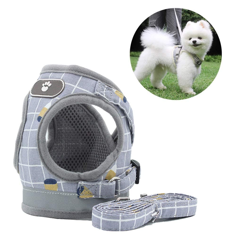 AnlitentSoft Mesh No Pull Cat Harness and Lead Set for Walking Escape Proof Puppies Vest Harnesses for Small Dogs Animals/Cats, Easy Fit Kitten XS