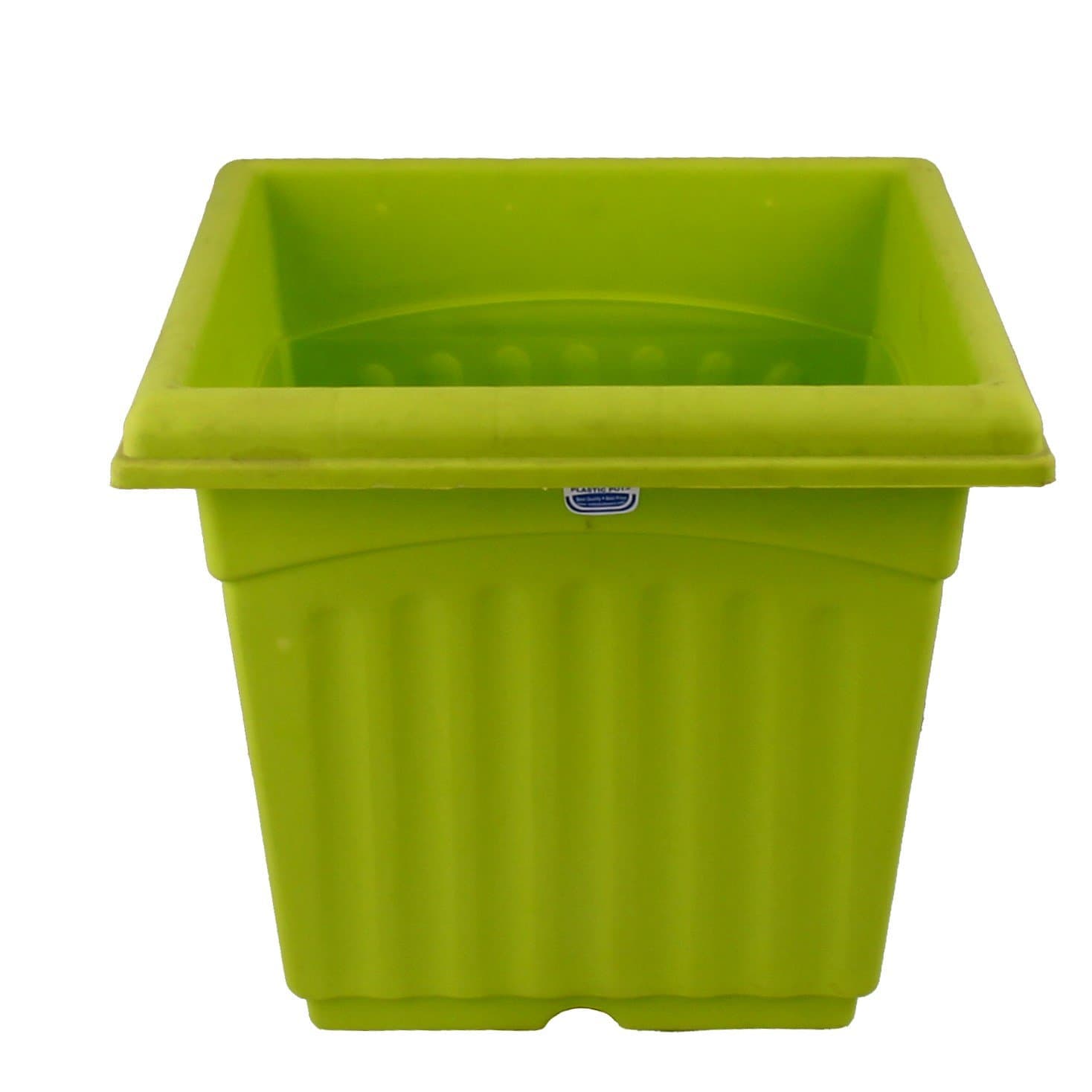 GARDENS NEED Plastic Square Planter with Drip Tray Set ( Lemon Green, 12-inch, Pack of 2 Sets)