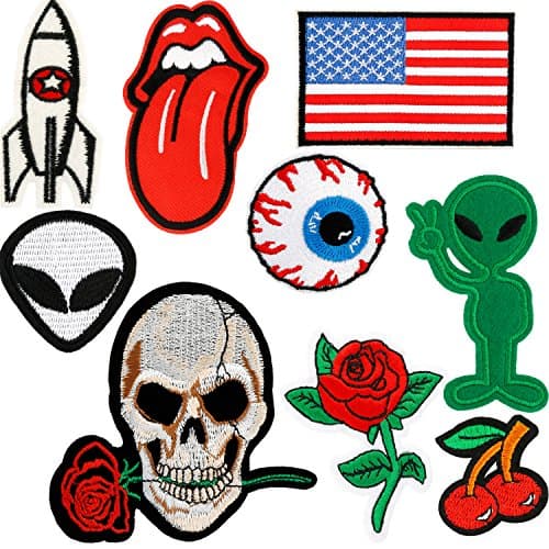 10 pcs Multi-Applique Decoration Patches Kit for Clothes Jackets Jeans Caps T-Shirt Vestsands Bags Backpacks Blouses Pants Skirts etc