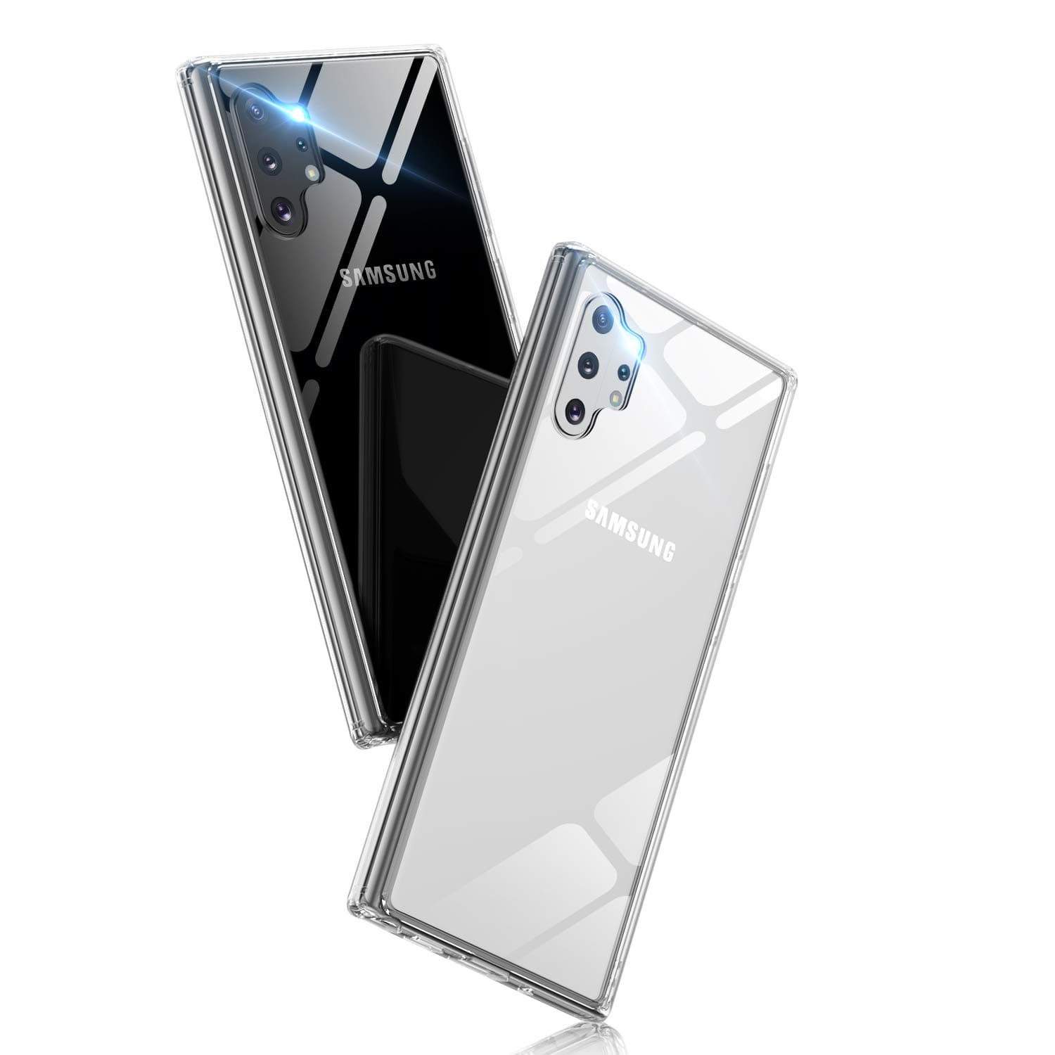 Aunote Samsung Galaxy Note 10 Plus Case Clear, Note 10 Plus Glass Cover, Ultra Slim Transparent Bumper Case with Corner Protection, Anti-Scratch Full Protective Case for Samsung Note10Plus, Clear