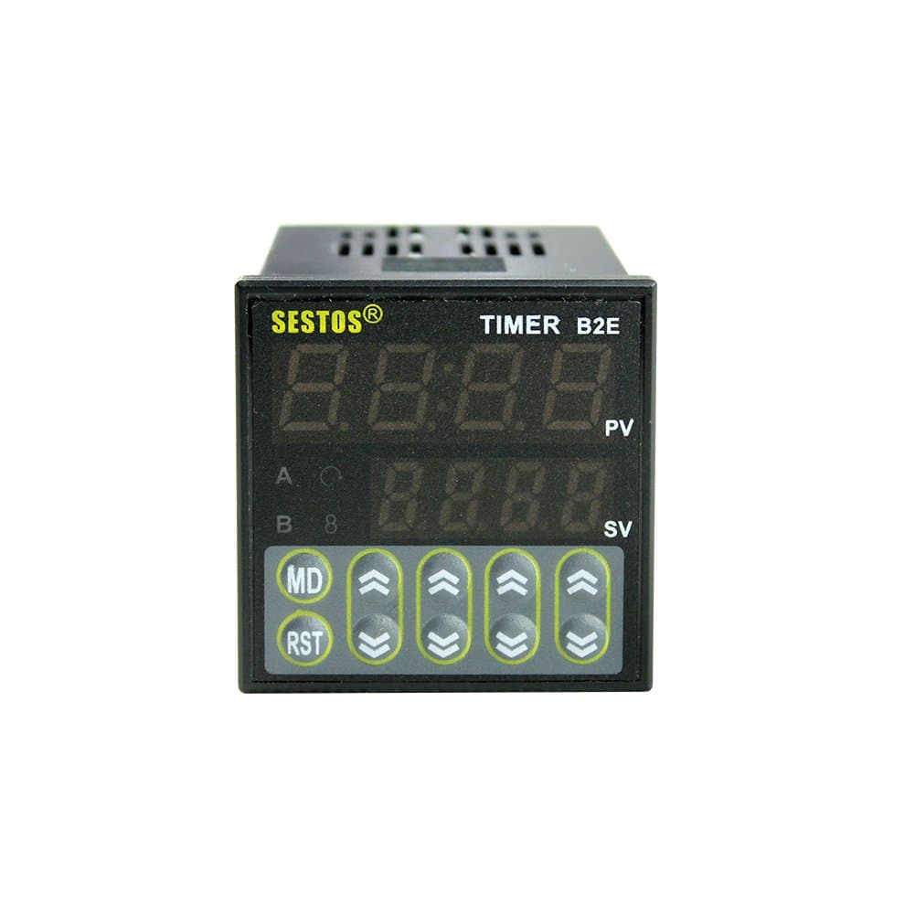 Sestos Digital Twin Timer Control B2E-2R-220 NPN and PNP 2 Relay Output Tact Switch AC 100-240V