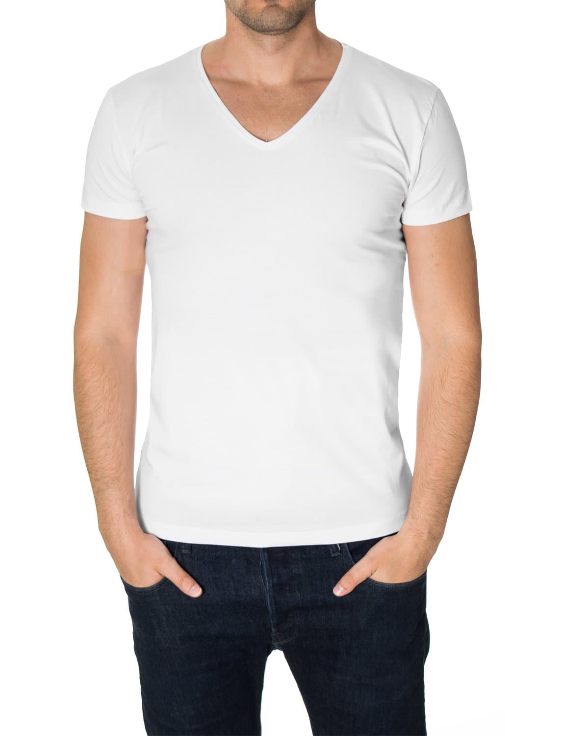 MODERNO Mens Plain Basic T-Shirt - Short Sleeve, V-Neck (MOD2001VN)