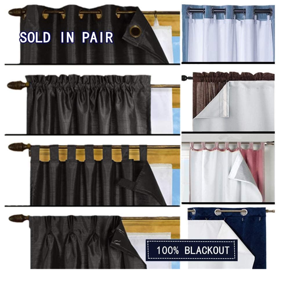 ComforHome Blackout Liner for Window Curtain Multi-Use for Different Window Panel Drapes Blackout Liner for Living Room White 45 Inch by 113 Inch（2 Panels）