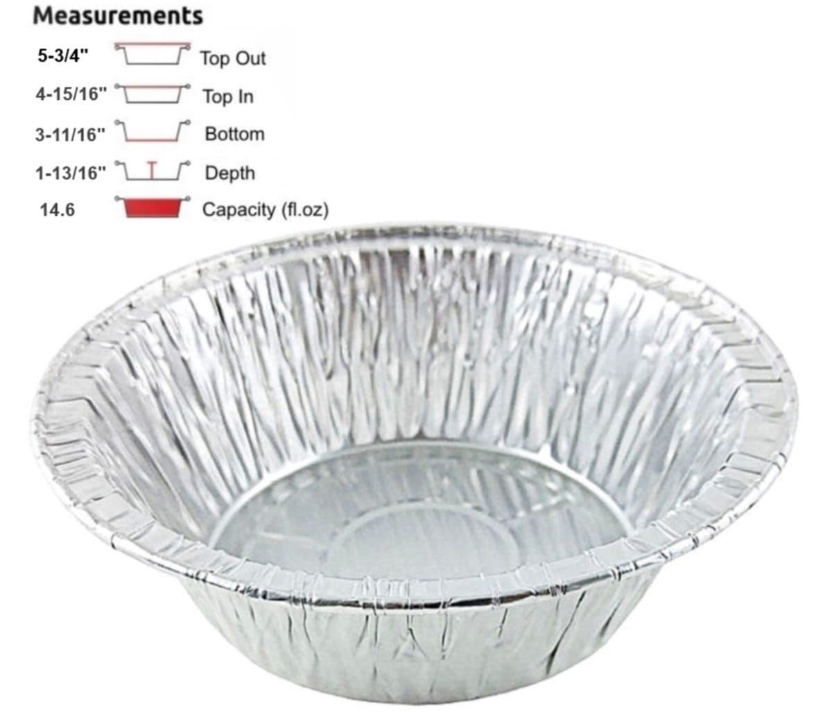 Disposable Aluminum 5 3/4" Meat Pot Pie Extra Deep Pan Baking Tin (Pack of 50)