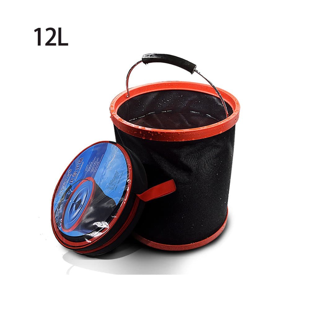 3.2Gal/12L Multi-function Black Folding Buckets, Portable Large Buckets, Thicker, Watertight. Car Wash Bucket, Fishing Bucket, Can be Used for Outdoor Barbecue,Fetching Water,Bathing on the Road Wash