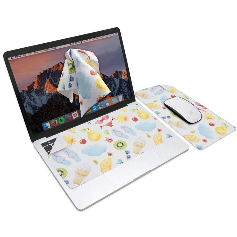 SenseAGE 3-in-1 Mouse Pad, Multi-Functional Microfiber Mouse Pad for Laptop, Portable & Washable Keyboard Mat, Monitor Protection, Monitor Cleaning All in One, Summer
