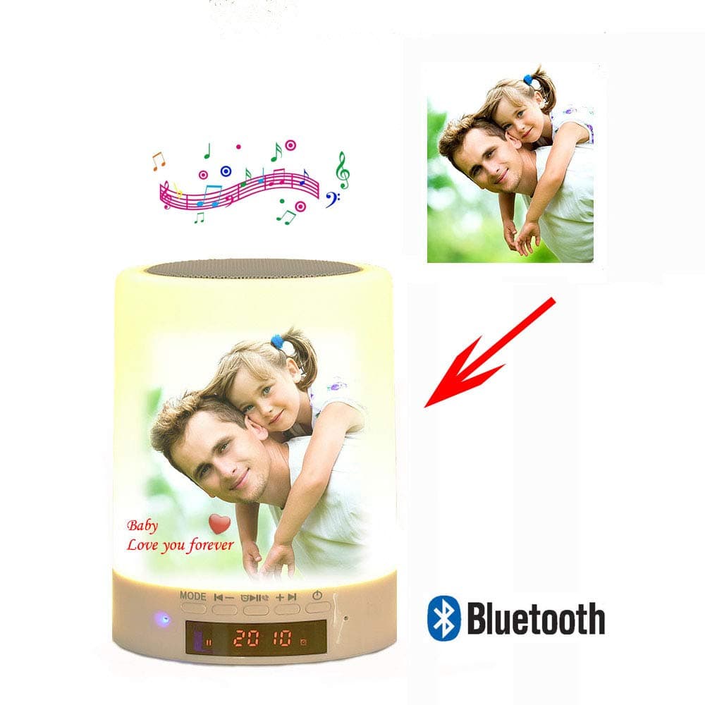 Personalized Photo Bluetooth Speakers Custom Any Text Bedside Lamp Table Lamp Color LED Camping Party Night Light Music Player Christmas Gift