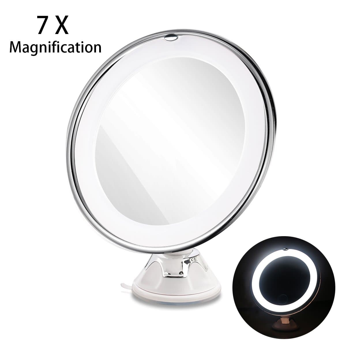 RUIMIO Dimmable Makeup Mirror 7X Magnifying Lighted Makeup Mirror with Suction Base