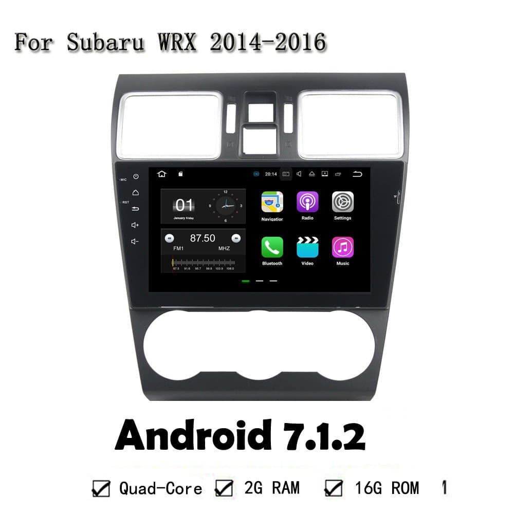 1024x600 Quad 4 Core 2G RAM 16GB ROM Android 7.1.2 PC Car Multimedia GPS Navigation Head Unit For Subaru WRX 2014 2015 2016