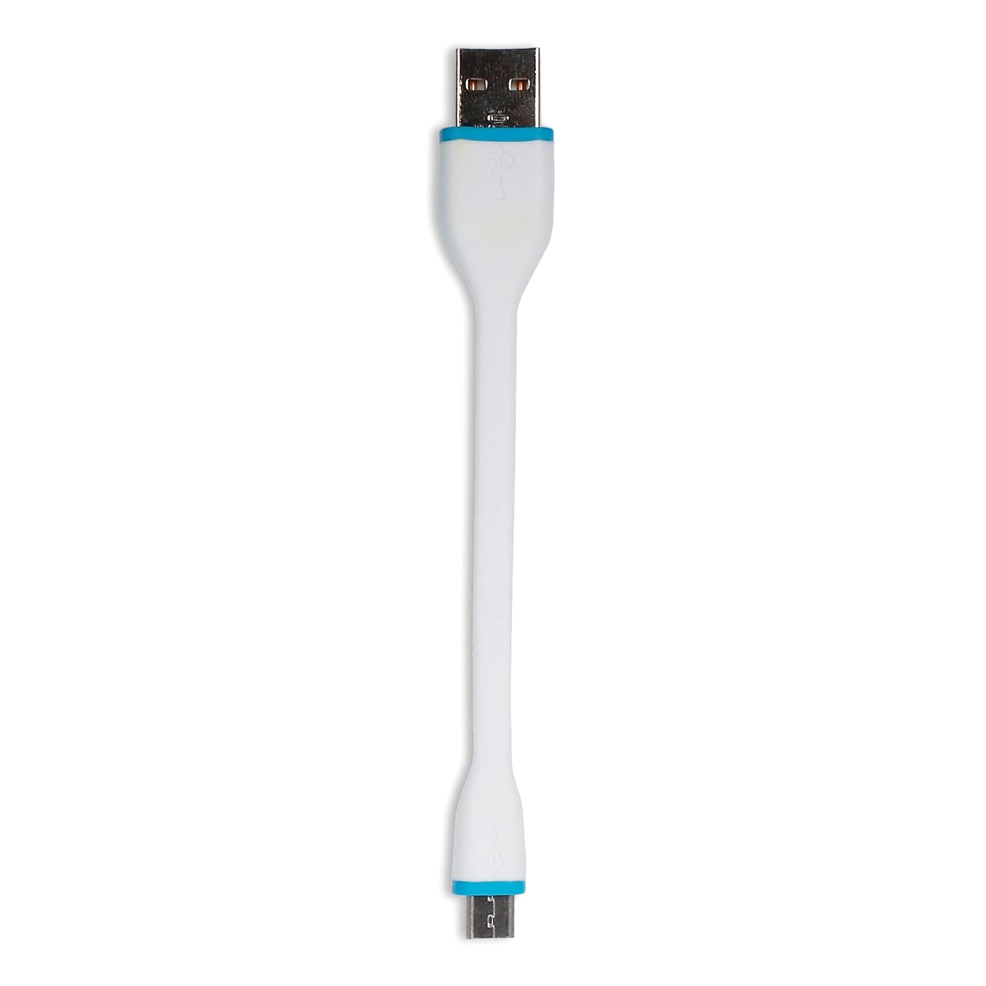 Silicone Robust non breakable bendy 38cm USB charging Cable - (White)