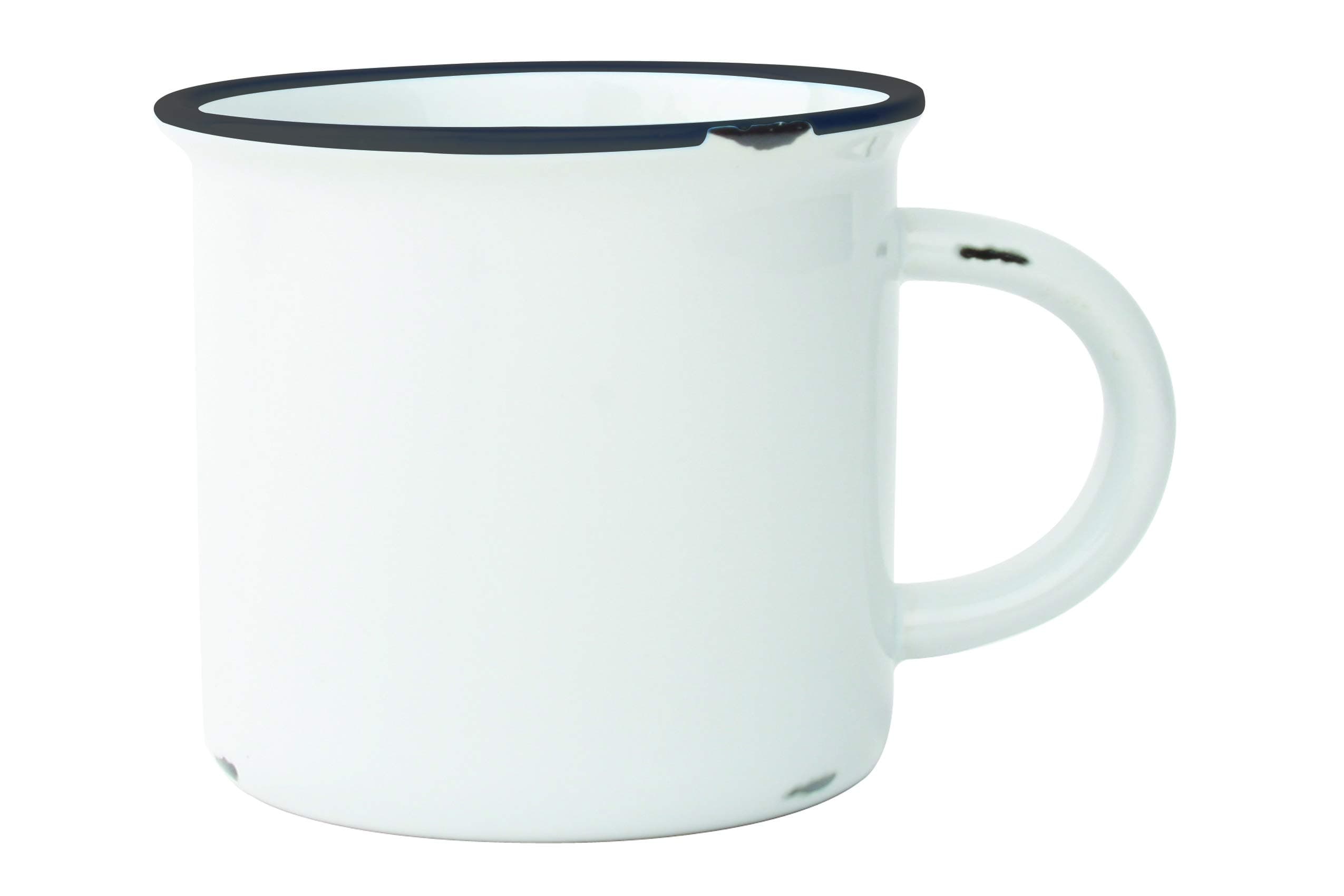 Canvas Home Tinware Mug with Slate Rim, White- Pack of 4