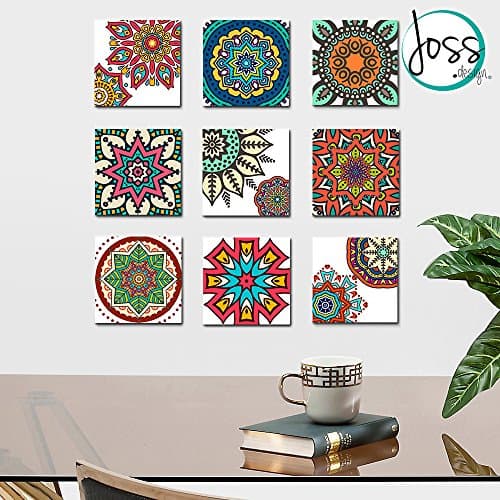 Wall Art Decor by JOSS DESIGN 9 Pieces Set, Ready to Hang! Mandalas