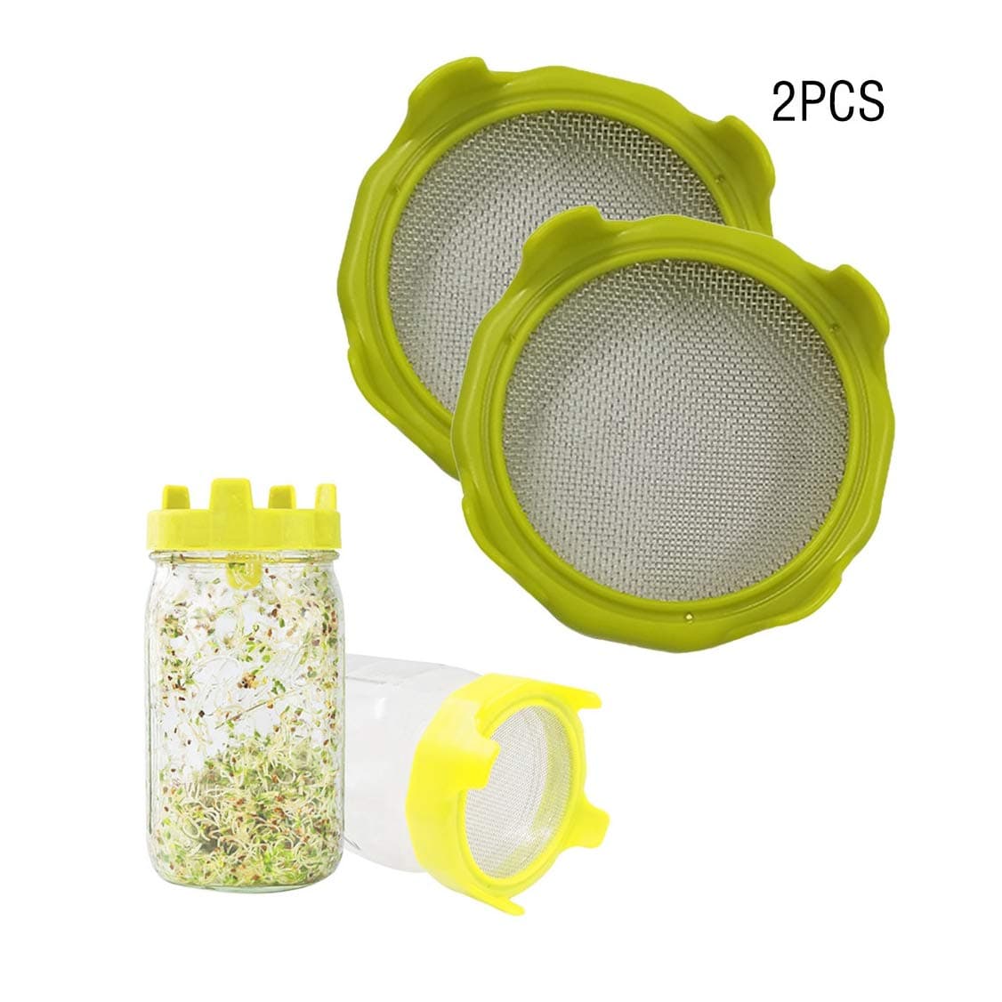 sakd 2PC Sprouting Lids Bean Sprouts Filter Sprouter Mason Can Jar Sieve Net Cover Seed Plant Germination for Tray Grow Broccoli Lentil Alfalfa Salad (C)