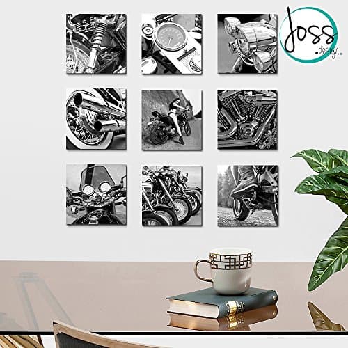 Wall Art Decor by JOSS DESIGN 9 Pieces Set, Ready to Hang! Motorcycles