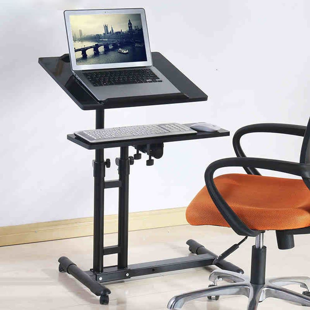 Desk XIAOLIN Stand-up Office Folding Table Lifting External Keyboard Two Colors (Color : BLACK)