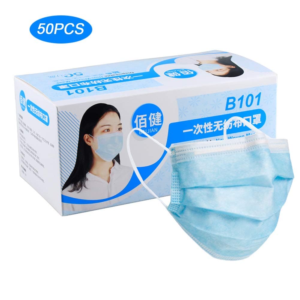 Disposable Mask, 3 Layers Flu Masks Ear Loop Face Dustproof Masks for Filter Dust and Bacteria to Protect Respiratory System Anti-Allergy Dental Medical Procedure Mask, Blue,50PCS