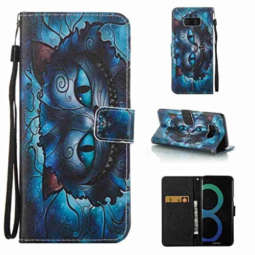 For Samsung Galaxy S8 Plus Case [with Free Screen Protector], Metatze Premium PU Leather Wallet Case Stand Book Type Style Cover For Samsung Galaxy S8 Plus(Big blue cat)