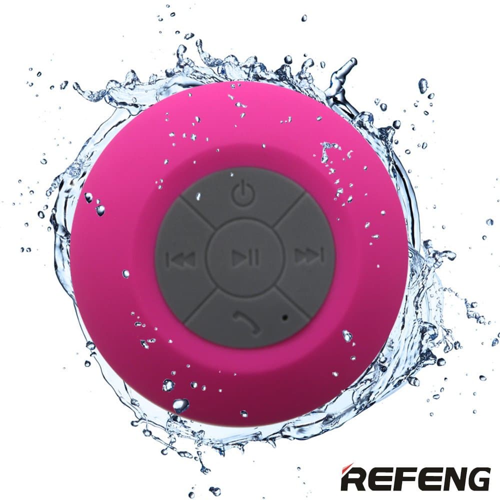 Wireless Bluetooth Speaker,ReFeng RF522 Waterproof Wireless Bluetooth Shower Speaker & Hands-free Speakerphone - Exclusive LED Light Effects, Micro USB Charger(Pink)